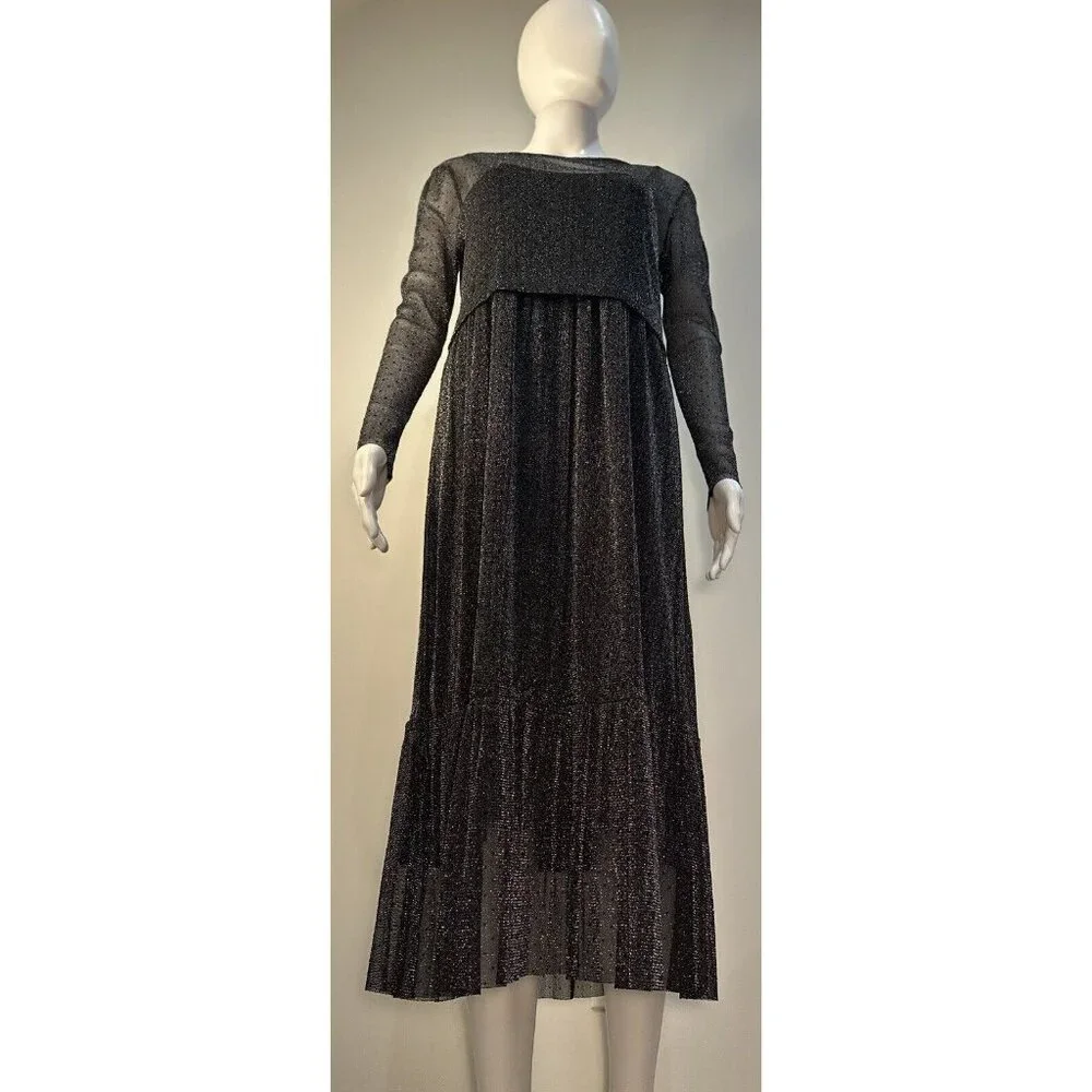 Soaked in luxury Sz.M Metallic Silver Black NWT Suitable For All Holiday Events - Picture 6 of 16